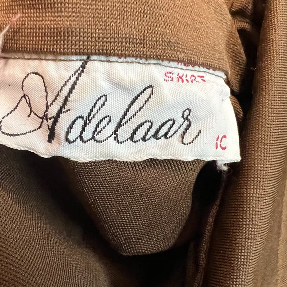 Vintage Adelaar Button Up Blouse Womens 1C L Brown Poly Made in USA ILGWU - Picture 5 of 8